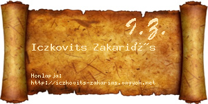 Iczkovits Zakariás névjegykártya